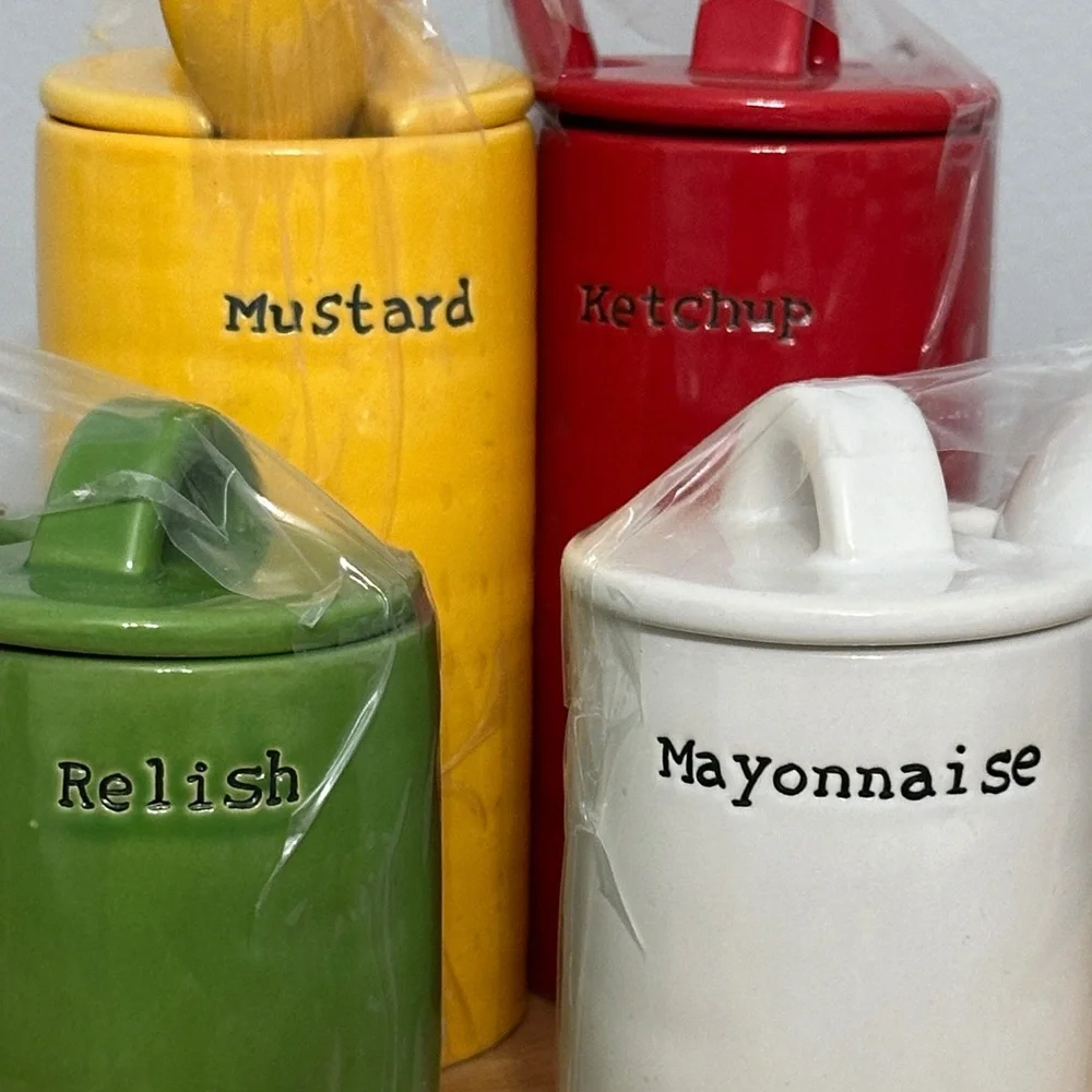 Pottery Barn Colorful Condiment BBQ Jar Set
